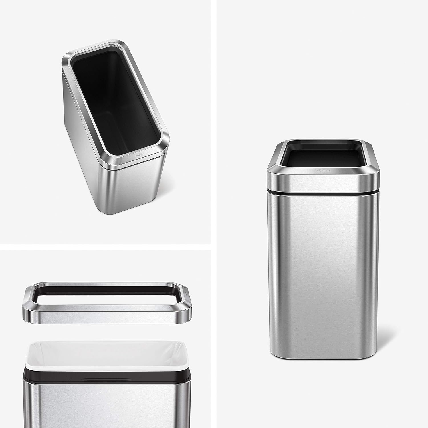 simplehuman 25 Liter / 6.6 Gallon Slim Open Top Small Trash Can, Commercial Grade Heavy Gauge Office Trash Can, Brushed Stainless Steel simplehuman 25 Liter / 6.6 Gallon Slim Open Top Small Trash Can, Commercial Grade Heavy Gauge Office Trash Can, Brushed Stainless Steel