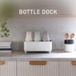 simplehuman Bottle Dock, Steel Frame Fast Drying Bottle Rack, Three-Compartment Organizer for Tumblers, Caps & Straws, White Stainless Steel