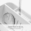 simplehuman Bottle Dock, Steel Frame Fast Drying Bottle Rack, Three-Compartment Organizer for Tumblers, Caps & Straws, White Stainless Steel