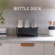 simplehuman Bottle Dock, Steel Frame Fast Drying Bottle Rack, Three-Compartment Organizer for Tumblers, Caps & Straws, Matte Black Stainless Steel