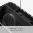 simplehuman Bottle Dock, Steel Frame Fast Drying Bottle Rack, Three-Compartment Organizer for Tumblers, Caps & Straws, Matte Black Stainless Steel