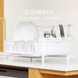 simplehuman Large Capacity Dish Drying Rack with Stainless Steel Frame, 360º Easy Drain Swivel Spout, Utensil & Wine Glass Holder, Anti-Residue Coating, Moisture Control Surface, White simplehuman Large Capacity Dish Drying Rack with Stainless Steel Frame, 360º Easy Drain Swivel Spout, Utensil & Wine Glass Holder, Anti-Residue Coating, Moisture Control Surface, White