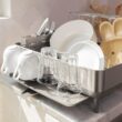 simplehuman Large Capacity Dish Drying Rack with Stainless Steel Frame, 360º Easy Drain Swivel Spout, Utensil & Wine Glass Holder, Anti-Residue Coating, Moisture Control Surface, Grey simplehuman Large Capacity Dish Drying Rack with Stainless Steel Frame, 360º Easy Drain Swivel Spout, Utensil & Wine Glass Holder, Anti-Residue Coating, Moisture Control Surface, Grey