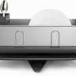 simplehuman Compact Dish Drying Rack with Stainless Steel Frame, 360º Easy Drain Swivel Spout, Utensil Holder, Anti-Residue Coating, Moisture Control Surface, Grey