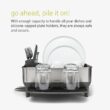simplehuman Compact Dish Drying Rack with Stainless Steel Frame, 360º Easy Drain Swivel Spout, Utensil Holder, Anti-Residue Coating, Moisture Control Surface, Grey