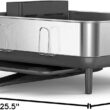 simplehuman Compact Dish Drying Rack with Stainless Steel Frame, 360º Easy Drain Swivel Spout, Utensil Holder, Anti-Residue Coating, Moisture Control Surface, Grey