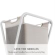 simplehuman single x-frame laundry hamper, 100% recycled polyester removable laundry baskets with easy carry handles, heavy-gauge steel frame, white, 65L