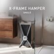 simplehuman single x-frame laundry hamper, 100% recycled polyester removable laundry baskets with easy carry handles, heavy-gauge steel frame, chrome, 65L