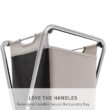 simplehuman single x-frame laundry hamper, 100% recycled polyester removable laundry baskets with easy carry handles, heavy-gauge steel frame, chrome, 65L