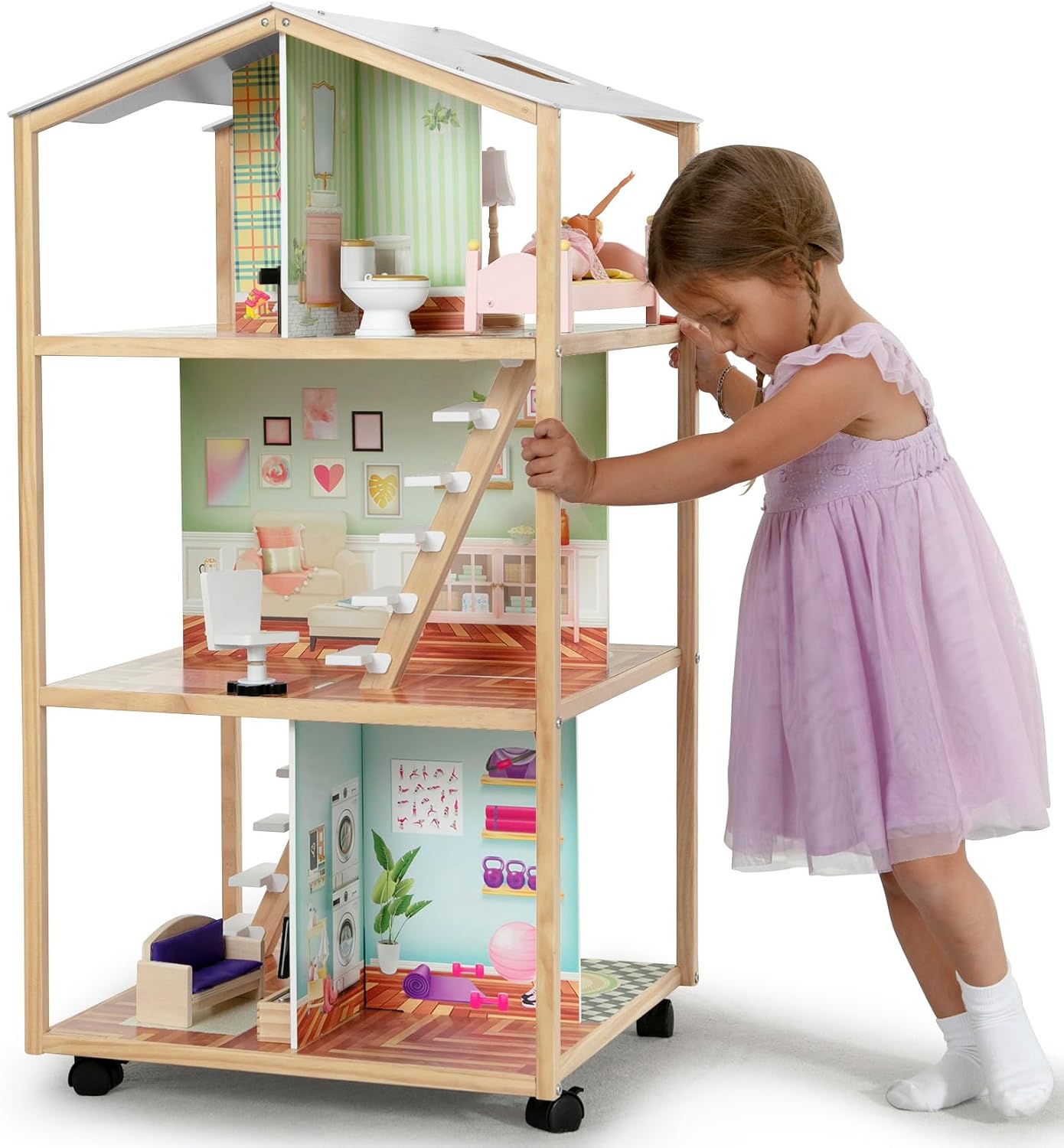 Delta Children Moveable Mansion Dollhouse - 360-Degree Play Dollhouse with Wheeled Base - Includes 16 Accessories - Fits 12-inch Dolls - Pretend Play Dream Gift for Ages 3+ Delta Children Moveable Mansion Dollhouse - 360-Degree Play Dollhouse with Wheeled Base - Includes 16 Accessories - Fits 12-inch Dolls - Pretend Play Dream Gift for Ages 3+