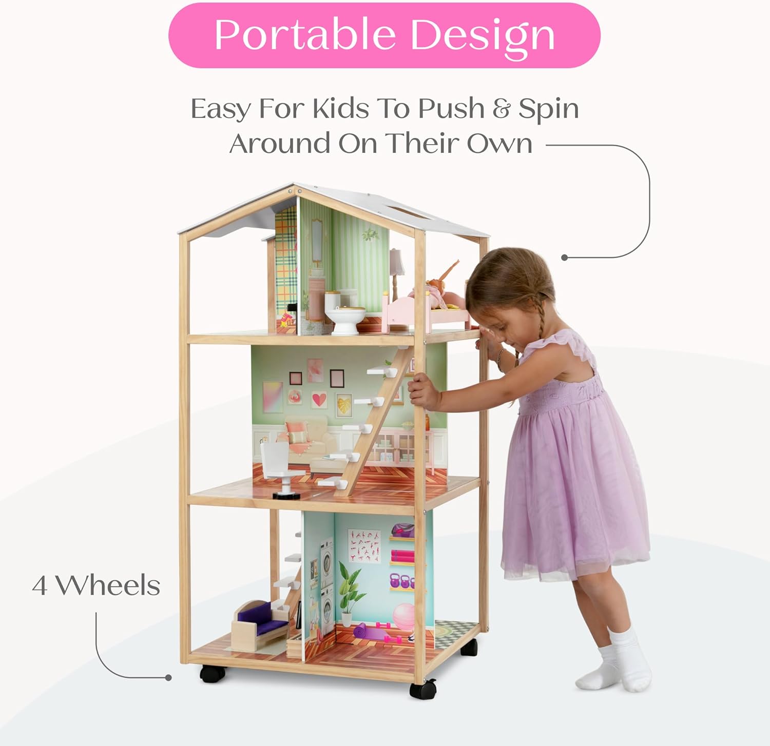 Delta Children Moveable Mansion Dollhouse - 360-Degree Play Dollhouse with Wheeled Base - Includes 16 Accessories - Fits 12-inch Dolls - Pretend Play Dream Gift for Ages 3+ Delta Children Moveable Mansion Dollhouse - 360-Degree Play Dollhouse with Wheeled Base - Includes 16 Accessories - Fits 12-inch Dolls - Pretend Play Dream Gift for Ages 3+