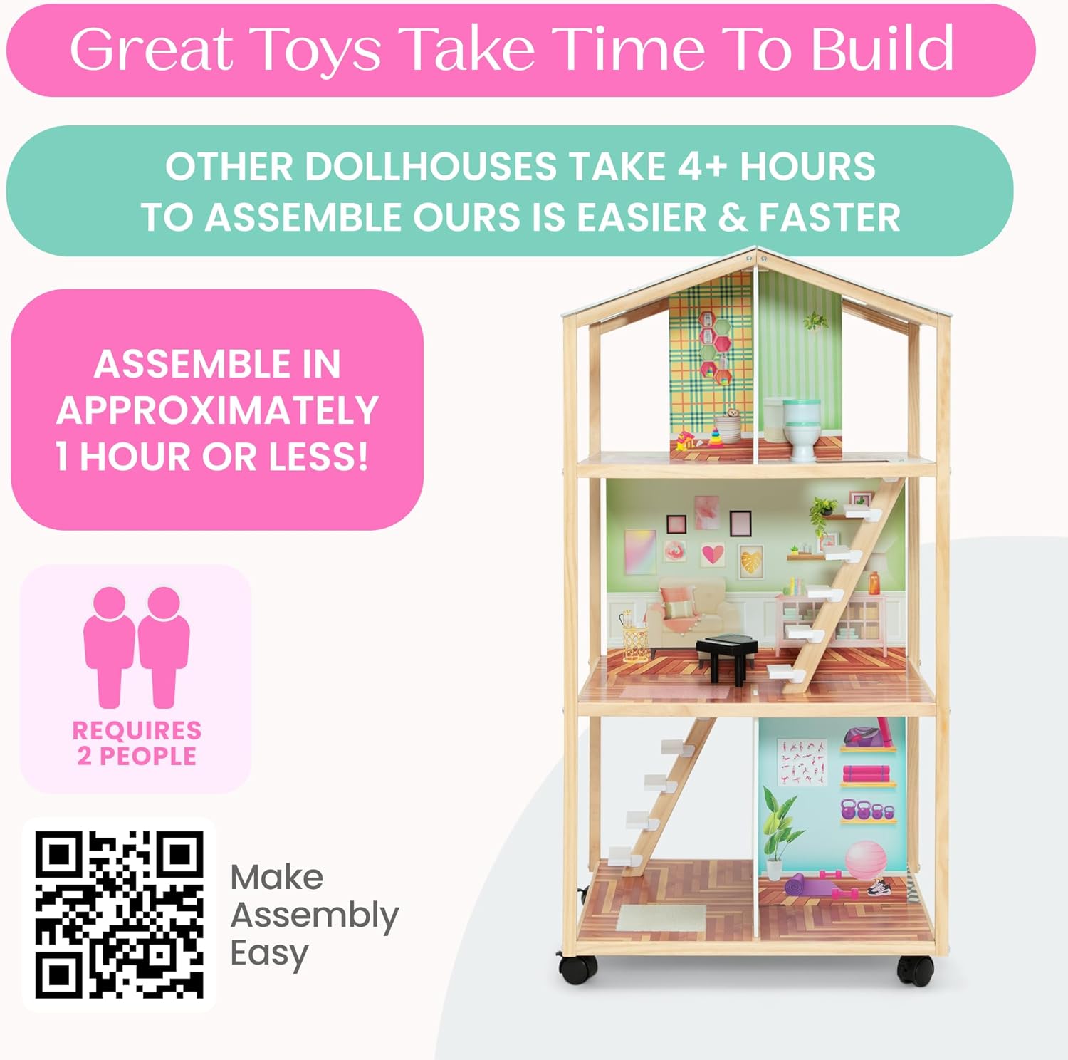 Delta Children Moveable Mansion Dollhouse - 360-Degree Play Dollhouse with Wheeled Base - Includes 16 Accessories - Fits 12-inch Dolls - Pretend Play Dream Gift for Ages 3+ Delta Children Moveable Mansion Dollhouse - 360-Degree Play Dollhouse with Wheeled Base - Includes 16 Accessories - Fits 12-inch Dolls - Pretend Play Dream Gift for Ages 3+