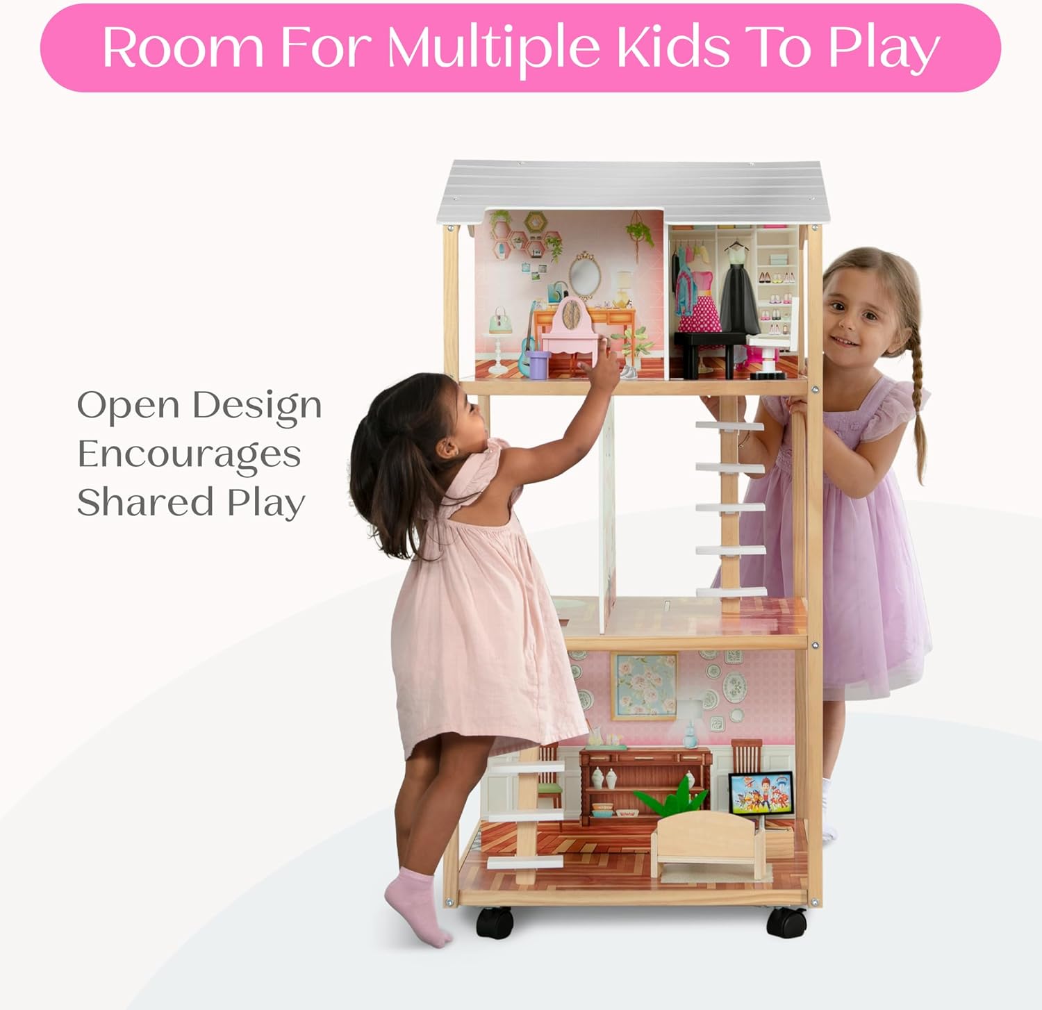 Delta Children Moveable Mansion Dollhouse - 360-Degree Play Dollhouse with Wheeled Base - Includes 16 Accessories - Fits 12-inch Dolls - Pretend Play Dream Gift for Ages 3+ Delta Children Moveable Mansion Dollhouse - 360-Degree Play Dollhouse with Wheeled Base - Includes 16 Accessories - Fits 12-inch Dolls - Pretend Play Dream Gift for Ages 3+