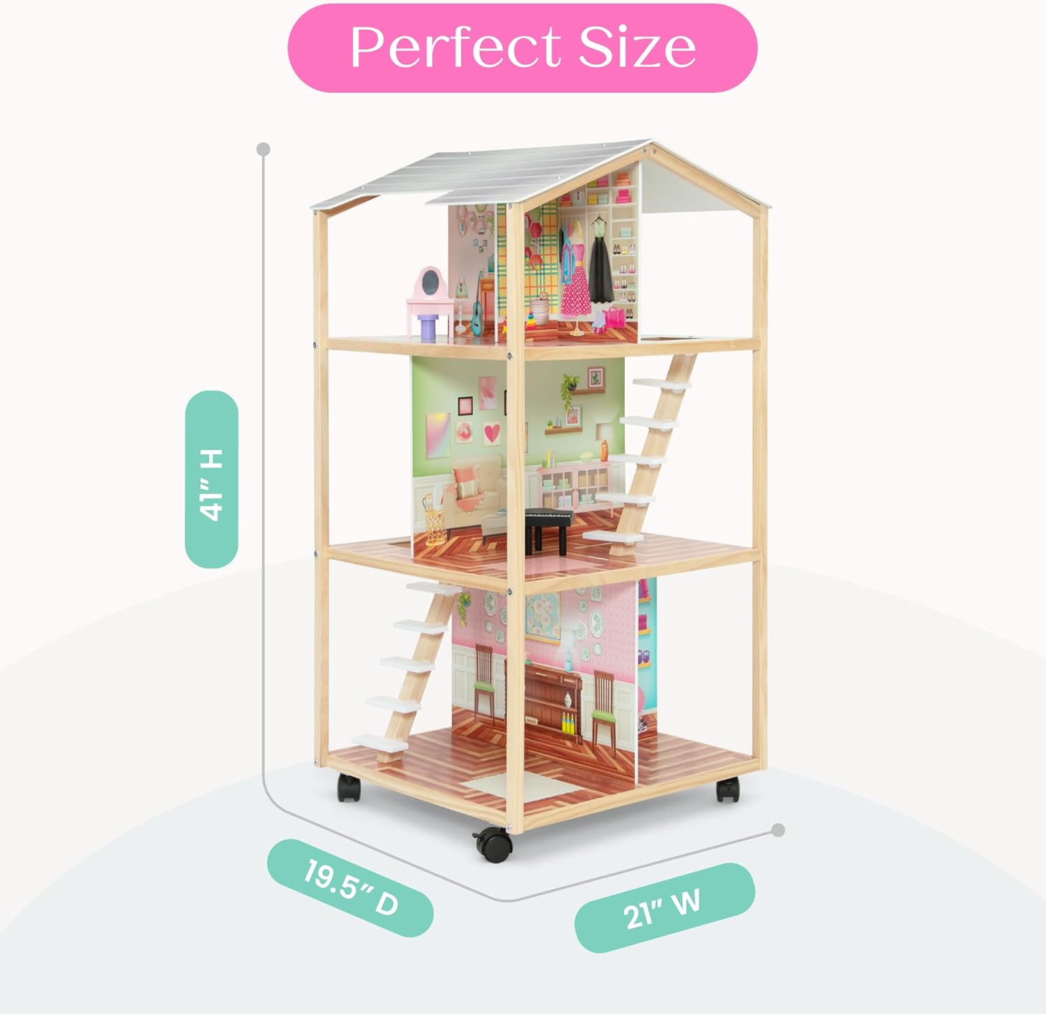 Delta Children Moveable Mansion Dollhouse - 360-Degree Play Dollhouse with Wheeled Base - Includes 16 Accessories - Fits 12-inch Dolls - Pretend Play Dream Gift for Ages 3+ Delta Children Moveable Mansion Dollhouse - 360-Degree Play Dollhouse with Wheeled Base - Includes 16 Accessories - Fits 12-inch Dolls - Pretend Play Dream Gift for Ages 3+