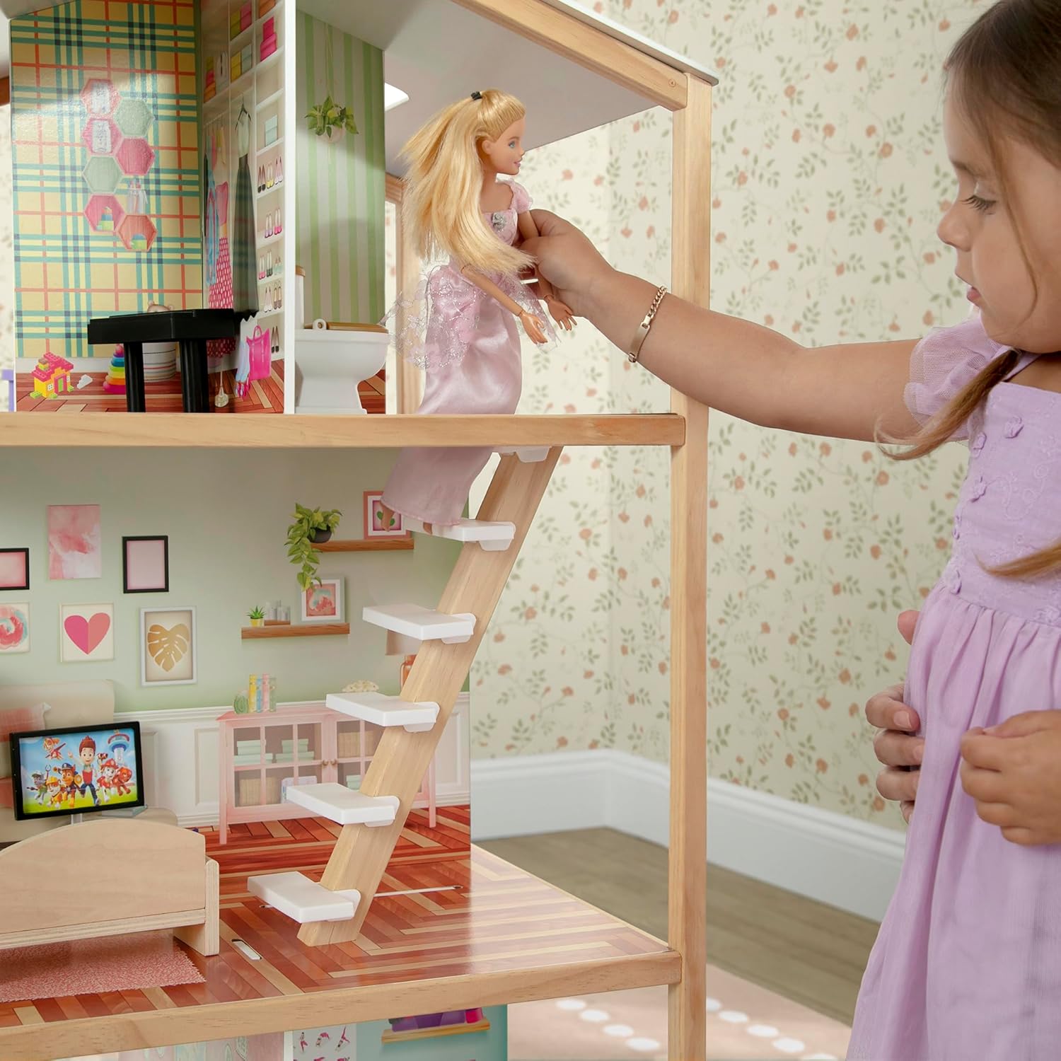 Delta Children Moveable Mansion Dollhouse - 360-Degree Play Dollhouse with Wheeled Base - Includes 16 Accessories - Fits 12-inch Dolls - Pretend Play Dream Gift for Ages 3+ Delta Children Moveable Mansion Dollhouse - 360-Degree Play Dollhouse with Wheeled Base - Includes 16 Accessories - Fits 12-inch Dolls - Pretend Play Dream Gift for Ages 3+