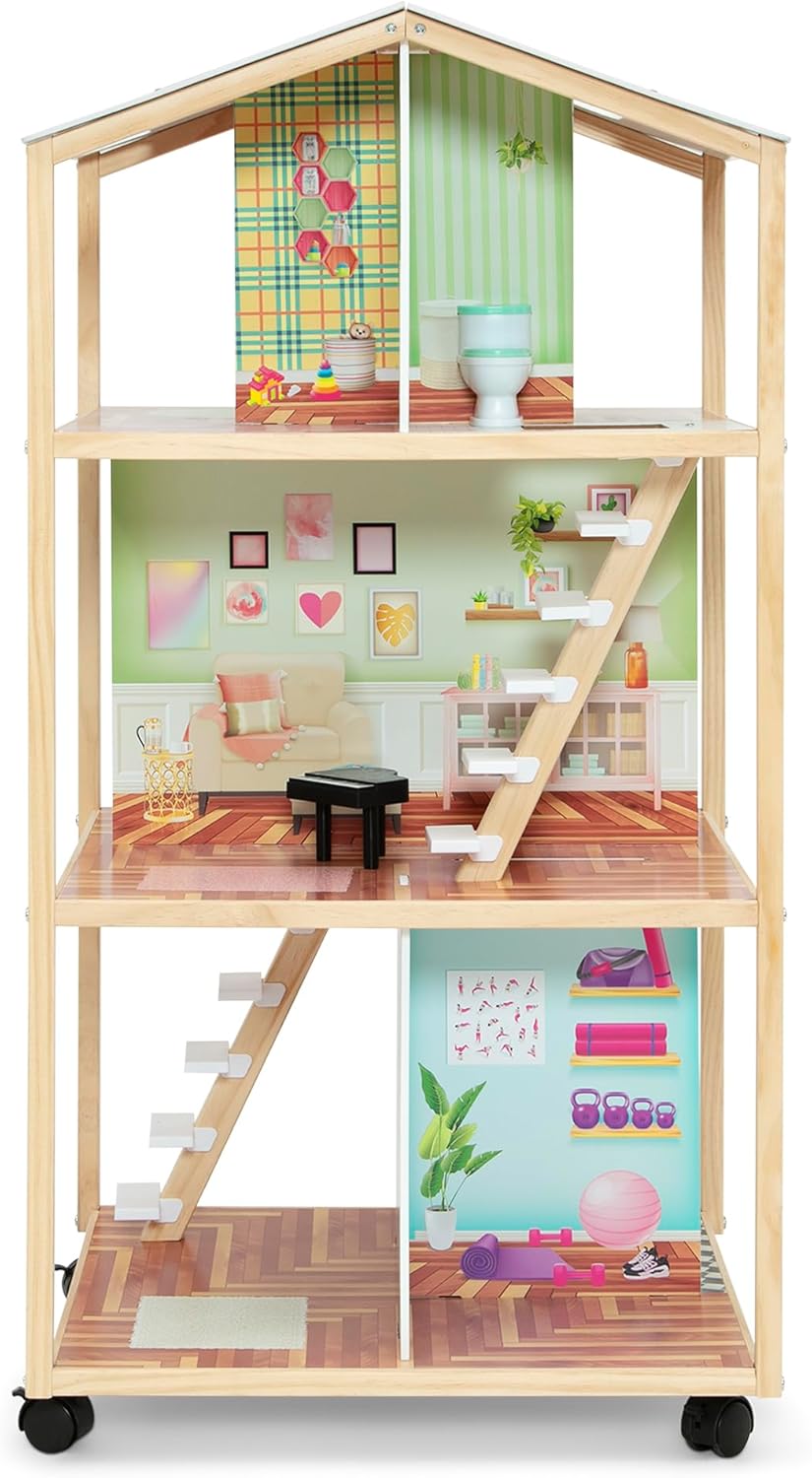 Delta Children Moveable Mansion Dollhouse - 360-Degree Play Dollhouse with Wheeled Base - Includes 16 Accessories - Fits 12-inch Dolls - Pretend Play Dream Gift for Ages 3+ Delta Children Moveable Mansion Dollhouse - 360-Degree Play Dollhouse with Wheeled Base - Includes 16 Accessories - Fits 12-inch Dolls - Pretend Play Dream Gift for Ages 3+