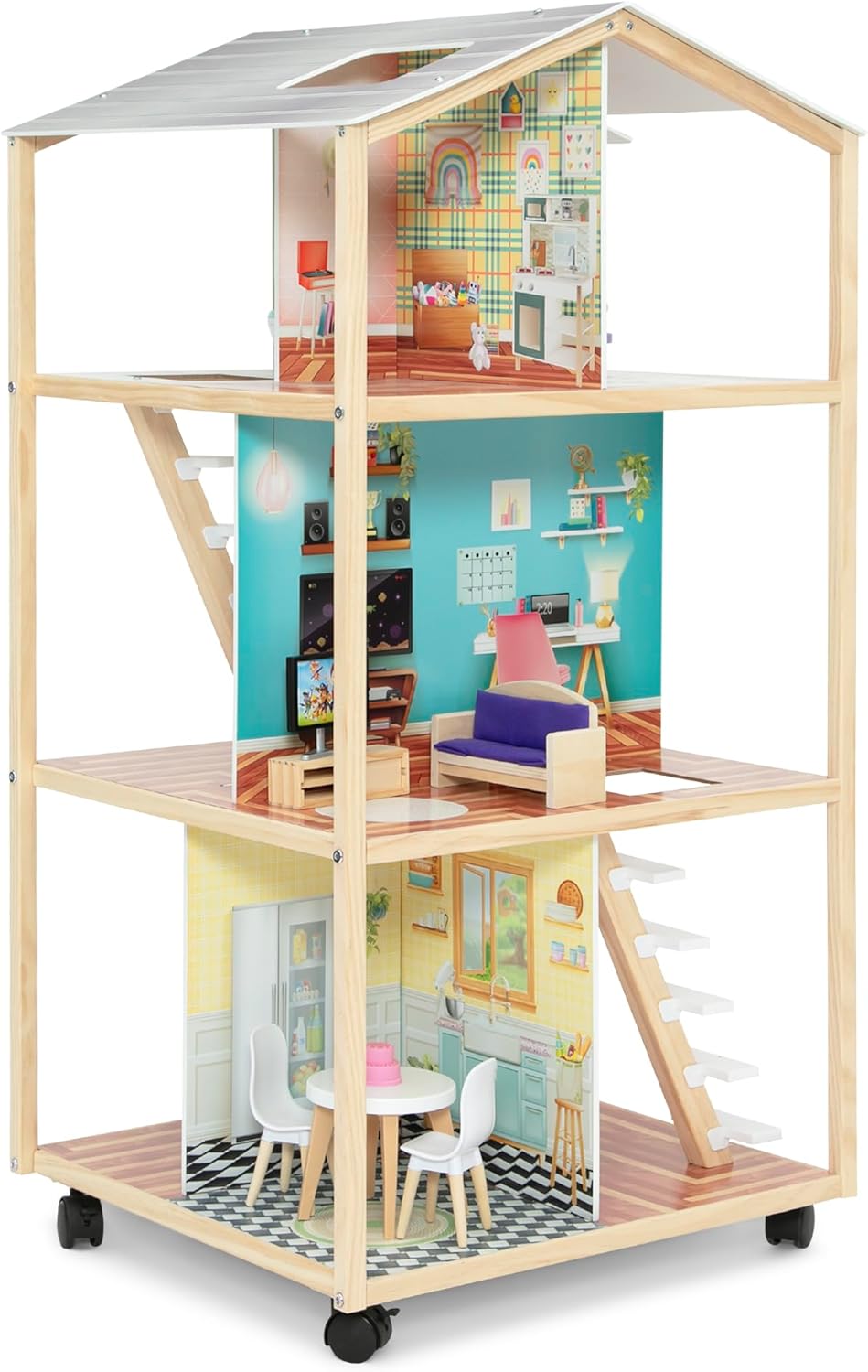 Delta Children Moveable Mansion Dollhouse - 360-Degree Play Dollhouse with Wheeled Base - Includes 16 Accessories - Fits 12-inch Dolls - Pretend Play Dream Gift for Ages 3+ Delta Children Moveable Mansion Dollhouse - 360-Degree Play Dollhouse with Wheeled Base - Includes 16 Accessories - Fits 12-inch Dolls - Pretend Play Dream Gift for Ages 3+