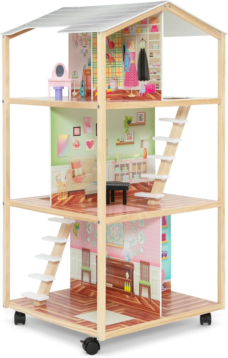 Delta Children Moveable Mansion Dollhouse - 360-Degree Play Dollhouse with Wheeled Base - Includes 16 Accessories - Fits 12-inch Dolls - Pretend Play Dream Gift for Ages 3+ Delta Children Moveable Mansion Dollhouse - 360-Degree Play Dollhouse with Wheeled Base - Includes 16 Accessories - Fits 12-inch Dolls - Pretend Play Dream Gift for Ages 3+