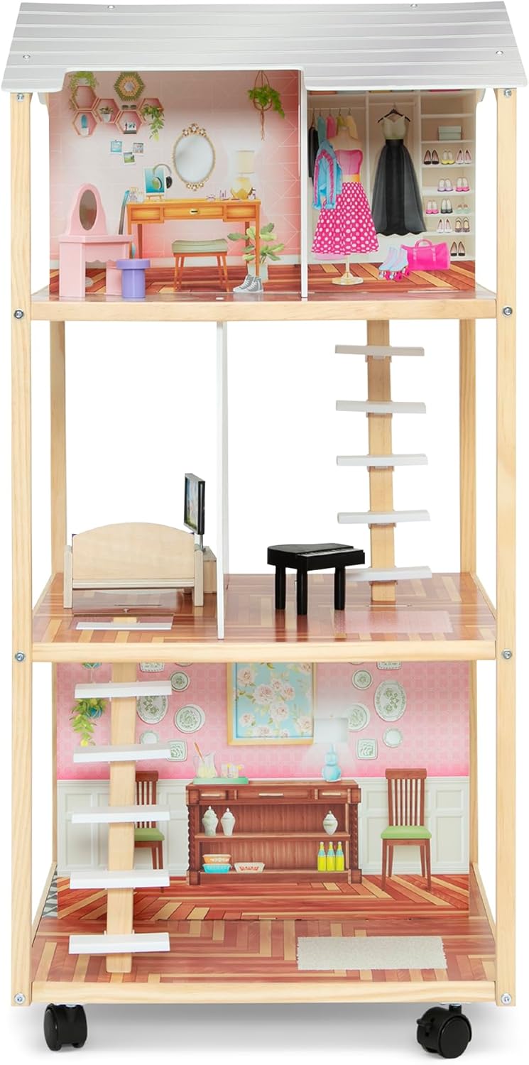 Delta Children Moveable Mansion Dollhouse - 360-Degree Play Dollhouse with Wheeled Base - Includes 16 Accessories - Fits 12-inch Dolls - Pretend Play Dream Gift for Ages 3+ Delta Children Moveable Mansion Dollhouse - 360-Degree Play Dollhouse with Wheeled Base - Includes 16 Accessories - Fits 12-inch Dolls - Pretend Play Dream Gift for Ages 3+