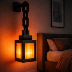 Pixel Style Night Light Lantern – Portable Tabletop Lamp with 16 Colors