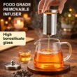 Borosilicate Glass Teapot with Removable Stainless Steel Infuser – Heat-Resistant Clear Tea Kettle