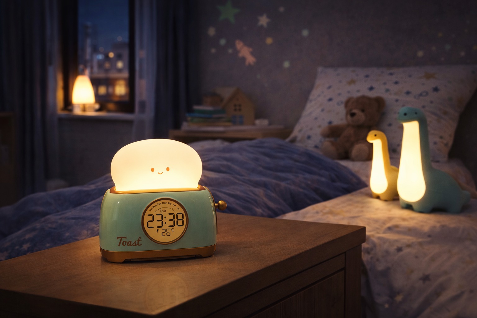Toaster Night Light Alarm Clock – Rechargeable Bedside Lamp with Clock for Kids Toaster Night Light Alarm Clock – Rechargeable Bedside Lamp with Clock for Kids - Image 8