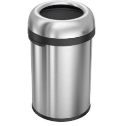 simplehuman 115 Liter / 30 Gallon Bullet Open Top Trash Can Commercial Grade Heavy Gauge, Brushed Stainless Steel