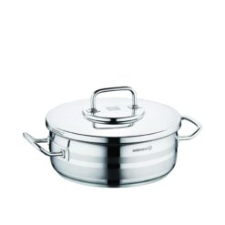 Korkmaz Astra2 Low Casserole 28x10 cm / 6 L | Sandwich Bottom Induction Pot for Cooking | Turkish Tri-Ply Bottom Stainless Steel Cookware - KA2036