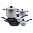YBM HOME 18/10 Tri-Ply Stainless Steel Pots and Pans Cookware Set Includes Saucepans Stockpots and Frying Pans, Induction Compatible Dishwasher Safe 10 Pieces, Blue