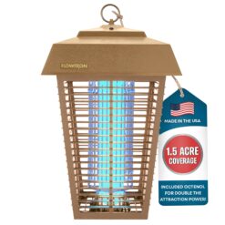 Flowtron Bug Zapper, 1-1/2 Acre of Outdoor Coverage with Powerful 80W Bulb & 5600V Instant Killing Grid, Electric Insect, Fly & Mosquito Zapper, Made in The USA, UL Certified - Tan Color