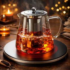 Borosilicate Glass Teapot with Removable Stainless Steel Infuser – Heat-Resistant Clear Tea Kettle