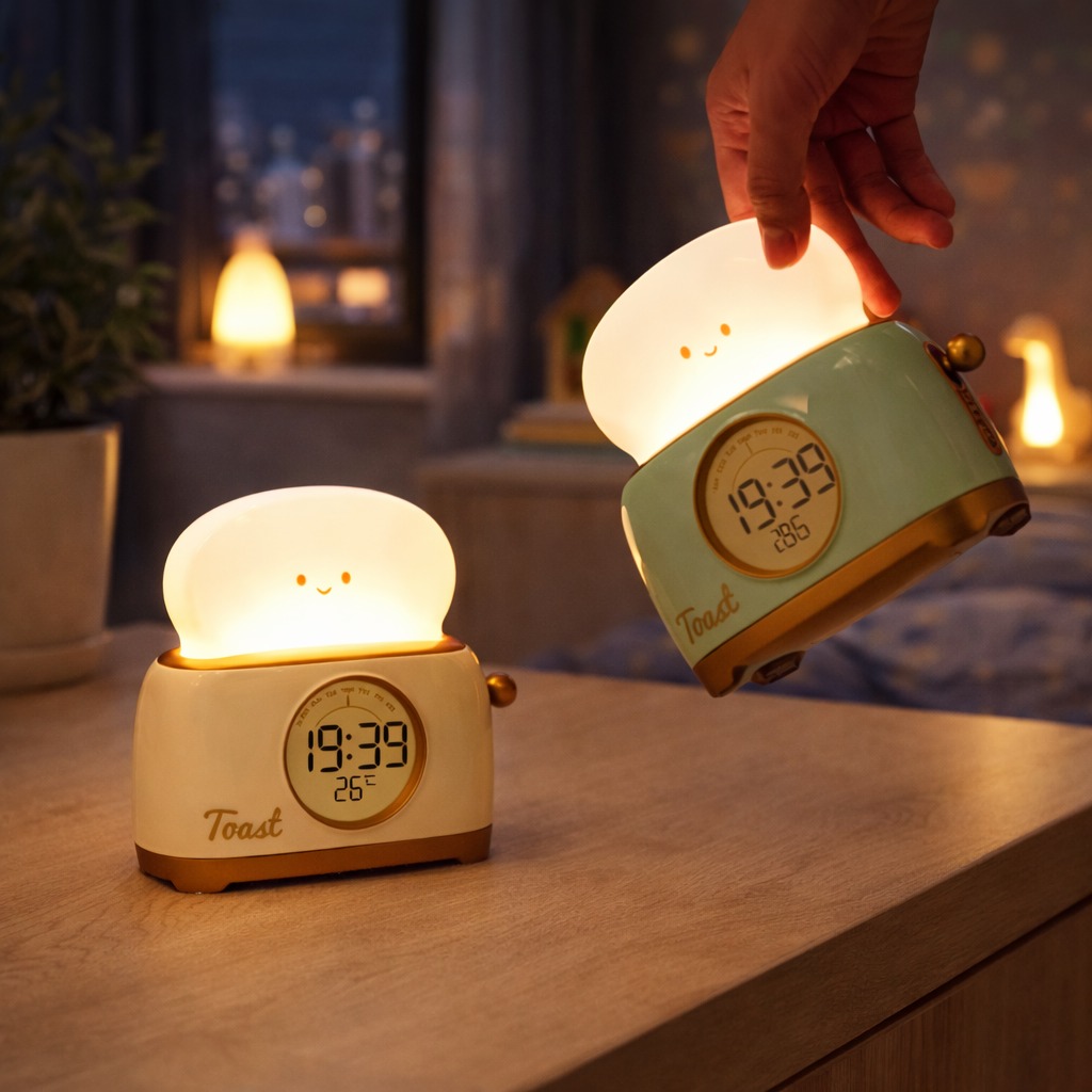 Toaster Night Light Alarm Clock – Rechargeable Bedside Lamp with Clock for Kids Toaster Night Light Alarm Clock – Rechargeable Bedside Lamp with Clock for Kids - Image 3