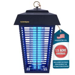 Flowtron Bug Zapper, 1-1/2 Acre of Outdoor Coverage with Powerful 80W Bulb & 5600V Instant Killing Grid, Electric Insect, Fly & Mosquito Zapper, Midnight Black