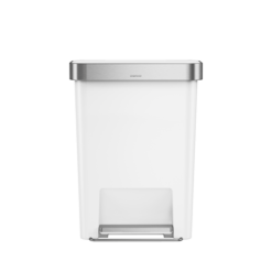 simplehuman 45 Liter / 12 Gallon Rectangular Kitchen Step Trash Can with Soft-Close Lid, White Plastic