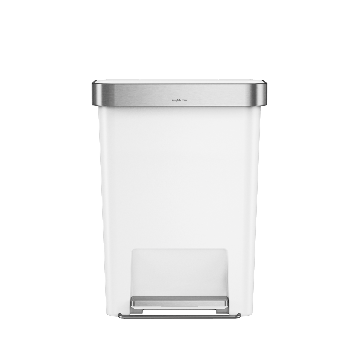 simplehuman 45 Liter / 12 Gallon Rectangular Kitchen Step Trash Can with Soft-Close Lid, White Plastic simplehuman 45 Liter / 12 Gallon Rectangular Kitchen Step Trash Can with Soft-Close Lid, White Plastic