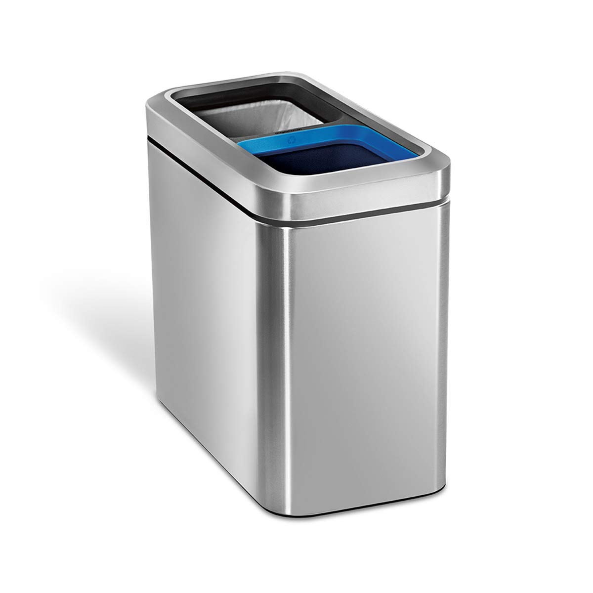 simplehuman 20 Liter / 5.3 Gallon Dual Compartment Recycling Can, Slim Open Top Office Trash Can, Commercial Grade Heavy Gauge Small Trash Can, Brushed Stainless Steel simplehuman 20 Liter / 5.3 Gallon Dual Compartment Recycling Can, Slim Open Top Office Trash Can, Commercial Grade Heavy Gauge Small Trash Can, Brushed Stainless Steel