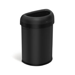 simplehuman 80 Liter / 21.1 Gallon Extra Large Semi-Round Open Top Trash Can Commercial Grade Heavy Gauge Matte Black, ADA-Compliant