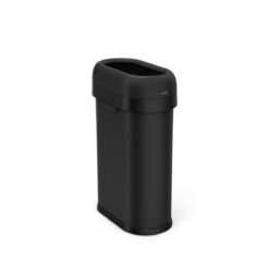 simplehuman 50 Liter / 13.2 Gallon Slim Open Top Trash Can Commercial Grade, Heavy Gauge Matte Black Stainless Steel