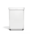simplehuman 55L Liner Rim Rectangular Step Can, White