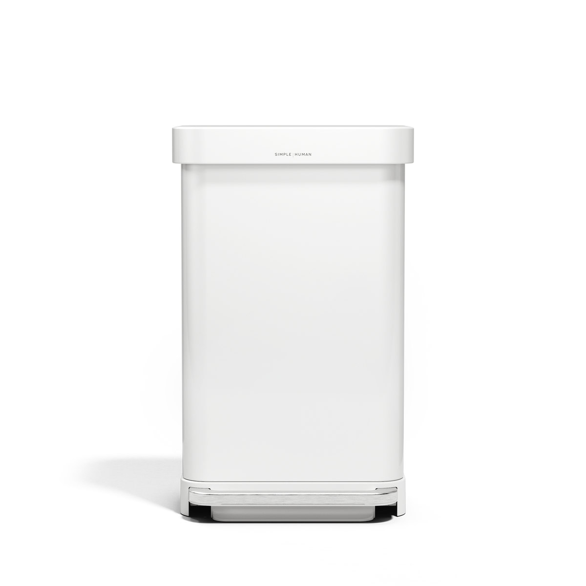 simplehuman Kitchen Trash Can with Lid, Touchless Waste Bin, Large 45 Liter, Rectangular, White Stainless Steel simplehuman Kitchen Trash Can with Lid, Touchless Waste Bin, Large 45 Liter, Rectangular, White Stainless Steel