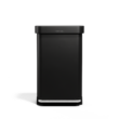 simplehuman Kitchen Trash Can with Lid, Touchless Waste Bin, Large 45 Liter, Rectangular, Matte Black