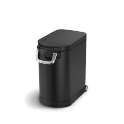 simplehuman 25 Liter, 27 lb / 12.2 kg Medium Pet Food Storage Container for Dog Food, Cat Food, and Bird Feed, Alloy Steel, Matte Black
