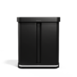 simplehuman 58 Liter, 15.3 Gallon Rectangular Hands-Free Dual Compartment Recycling Kitchen Step Trash Can, Matte Black