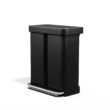 simplehuman 58 Liter, 15.3 Gallon Rectangular Hands-Free Dual Compartment Recycling Kitchen Step Trash Can, Matte Black