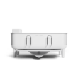 simplehuman Compact Dish Drying Rack with Stainless Steel Frame, 360º Easy Drain Swivel Spout, Utensil Holder, Anti-Residue Coating, Moisture Control Surface, White