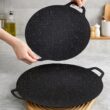 Round Aluminum Nonstick Grill Pan – Korean BBQ Griddle for Stovetop and Outdoor Cooking