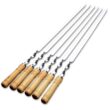 55cm Stainless Steel BBQ Skewer with Wooden Handle – Reusable Kebab Stick