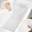 Non-Slip Bathtub Cushion with Suction Cups, Full Body Bath Pillow with Neck Support, Hangable Spa Tub Mat