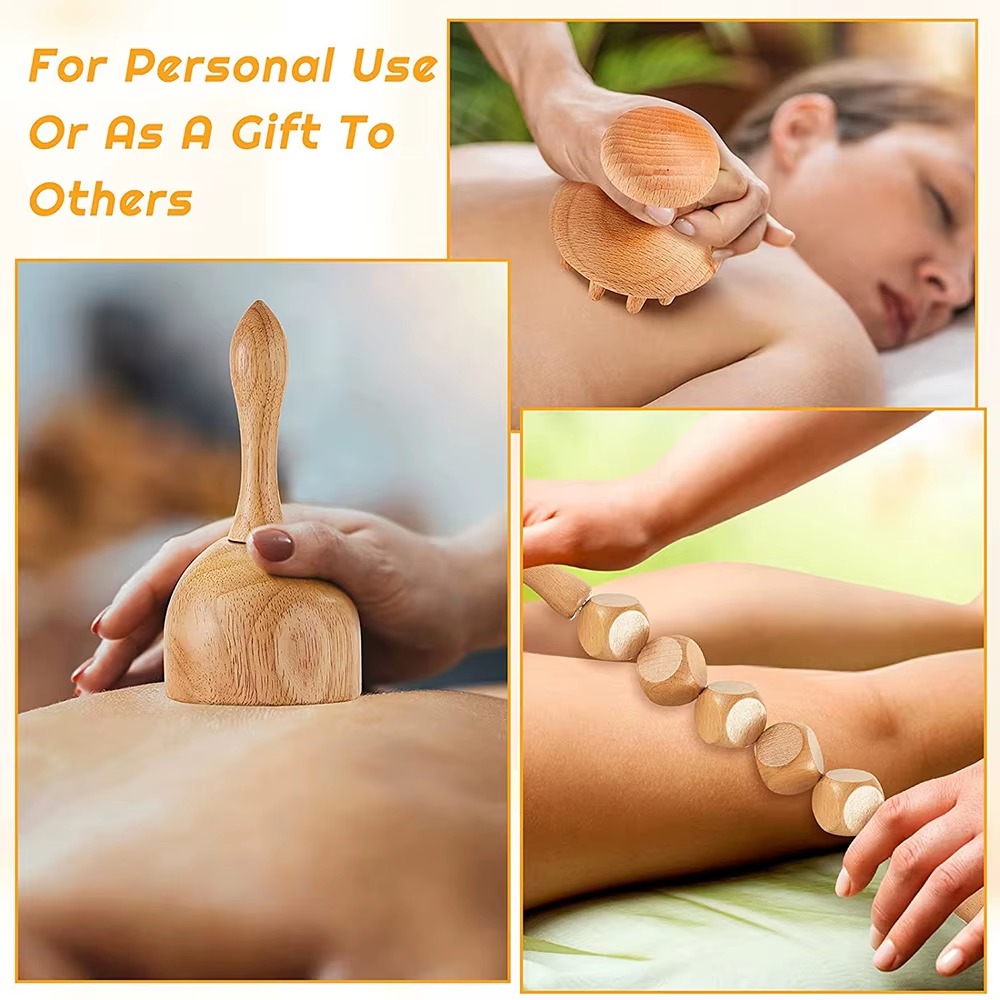Wood Massage Tool Set 6-in-1 – Handheld Body Massage Rollers and Scraping Tools Wood Massage Tool Set 6-in-1 – Handheld Body Massage Rollers and Scraping Tools - Image 3