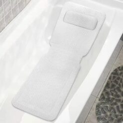 Non-Slip Bathtub Cushion with Suction Cups, Full Body Bath Pillow with Neck Support, Hangable Spa Tub Mat